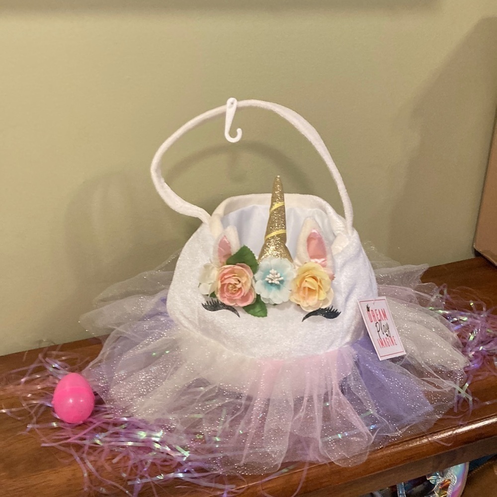 UNICORN EASTER BASKET WITH SPARKLY TULLE TUTU BY DREAM PLAY IMAGINE